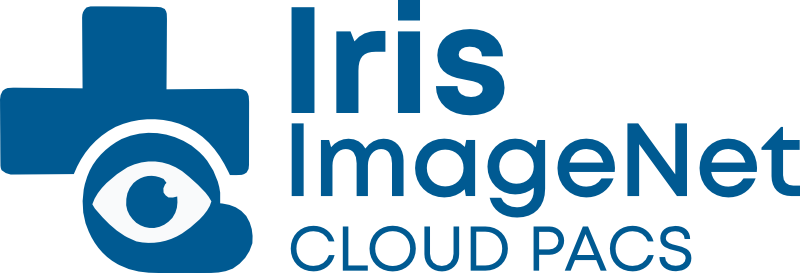 Iris ImageNet Cloud PACS logo with a cross and eye symbol alongside the product name